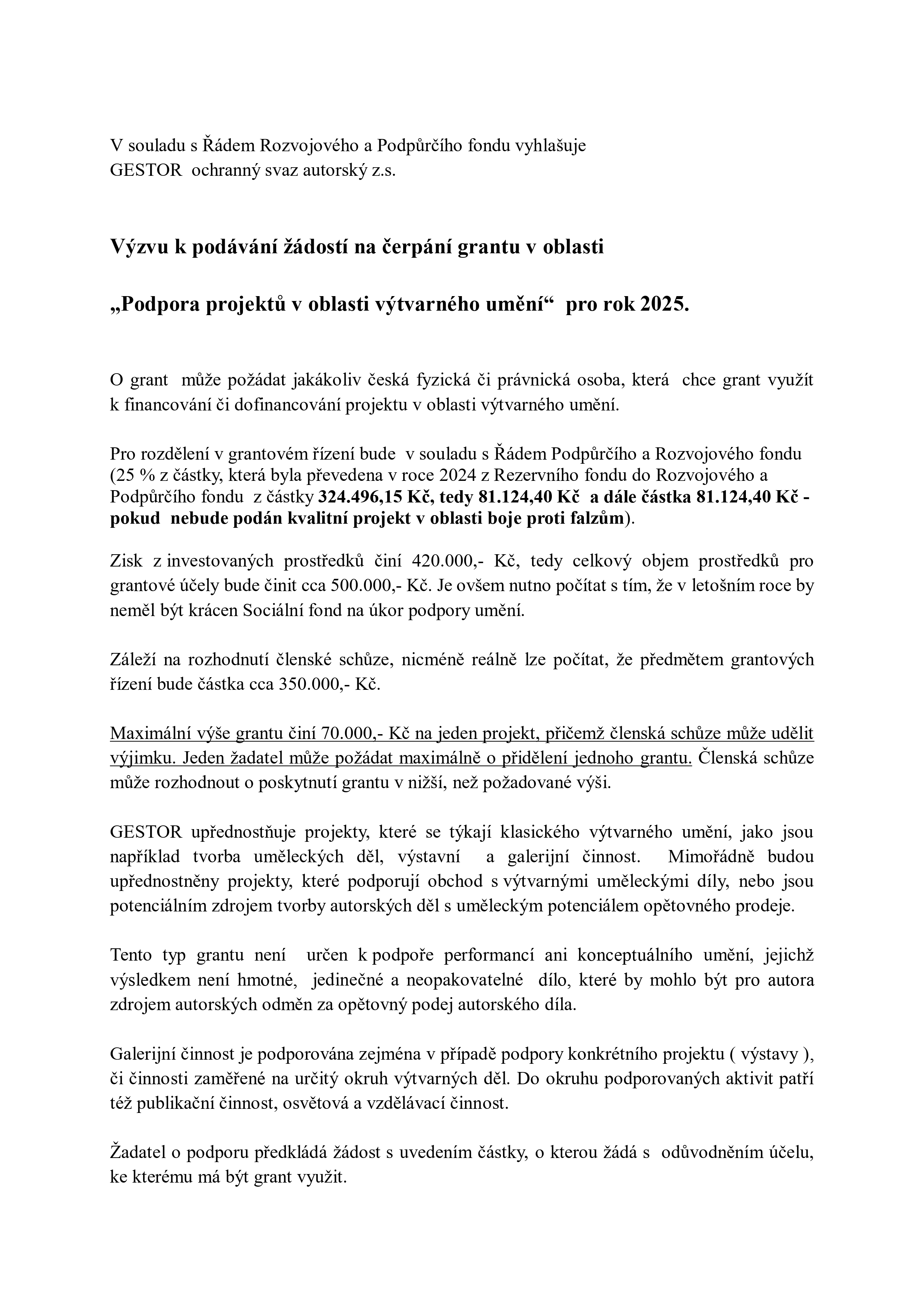 Podpora projektů